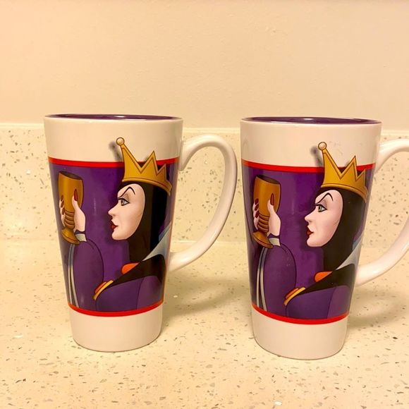 Disney Kitchen Rare Set Of 2 Evil Queen Disney Store Coffee Mugs